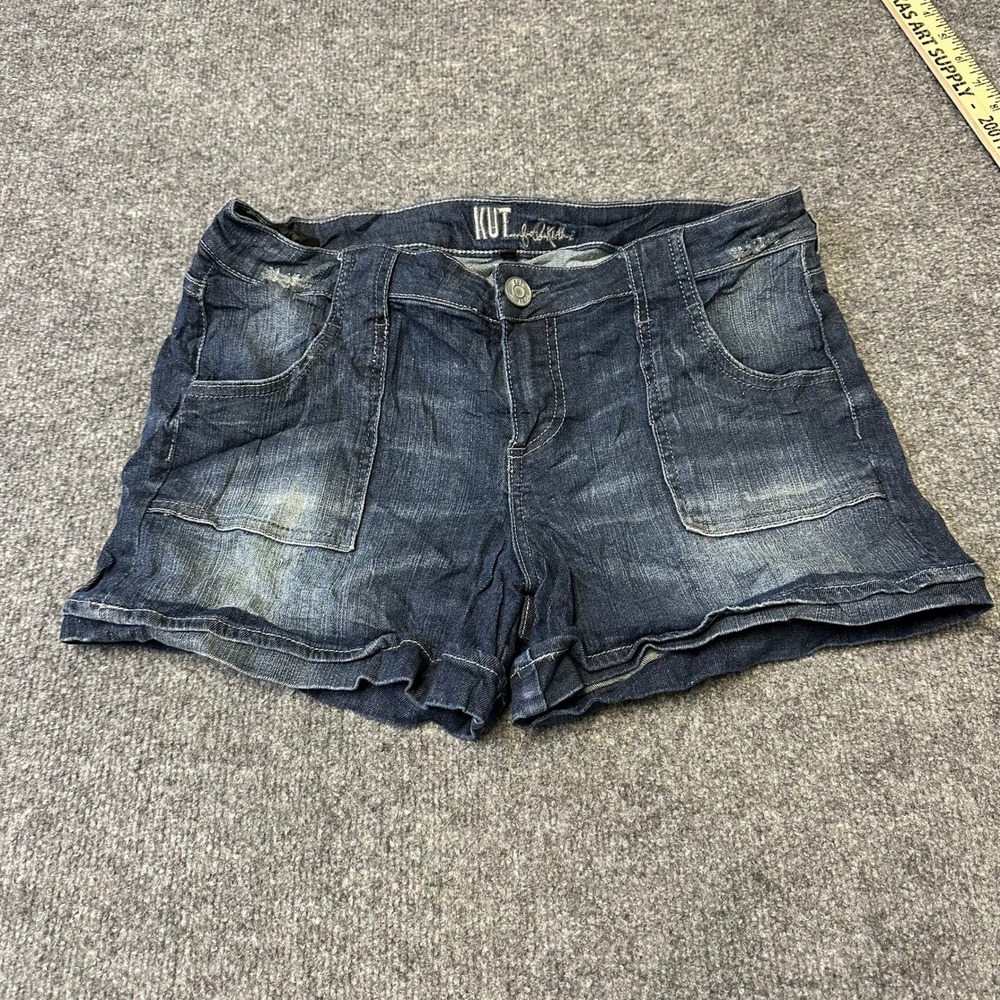 KUT from the Kloth Shorts Womens Size 10 Dark Wash Denim Stretch Distressed